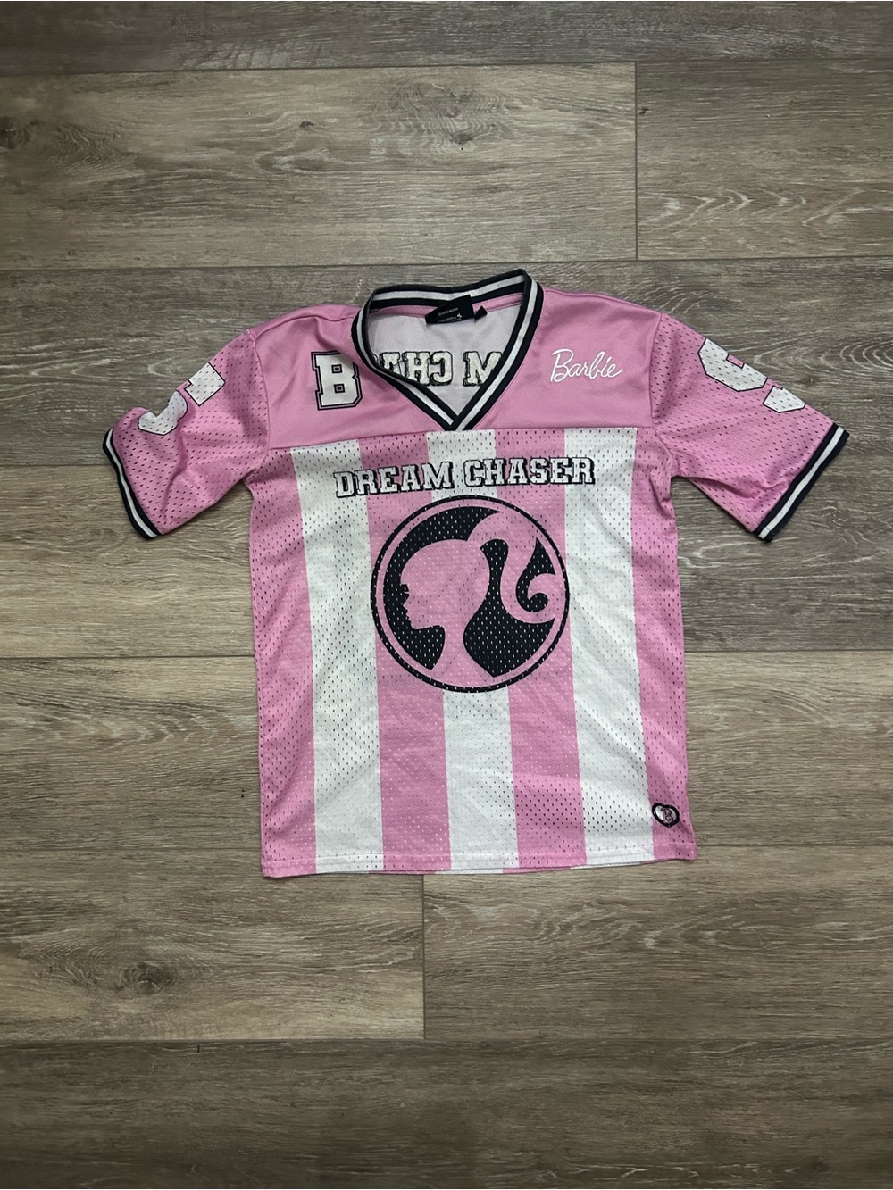 Barbie Pink and White 'Dream Chaser' Mesh Jersey